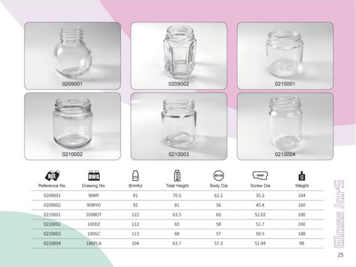 Clear Glass Food Jars 90ml - 125ml